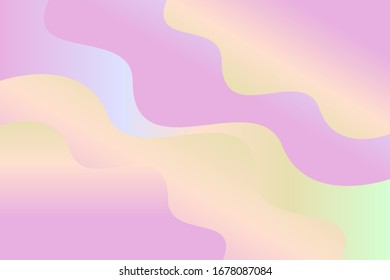 Soft pastel gradient background vector template with fluid  shapes. Abstract illustration with holographic  colors