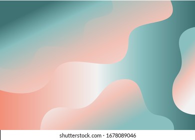 Soft pastel gradient background vector template with fluid  shapes. Abstract illustration with flamingo pink, green colors
