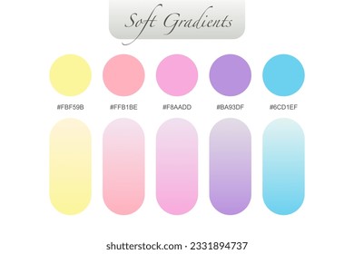 soft pastel gradient color palette, color gradation palette, collection of soft gradation colors