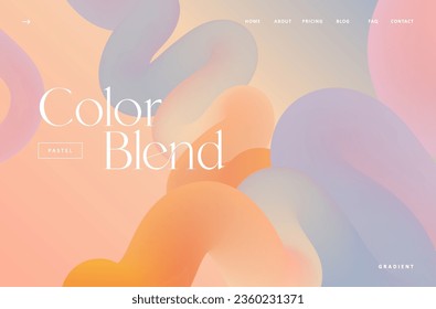 Soft pastel gradient fluid flow shape landing page. Rainbow modern color bland background design for cover, poster, flyer, advertising, presentation, banner