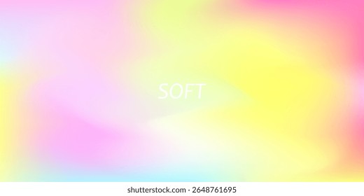 Gradiente de pastel macio com tons rosados, amarelos e alfazema. Fundo abstrato suave e sonhador ideal para papéis de parede, apresentações, mídias sociais ou web design. Ilustração vetorial eps10. 
