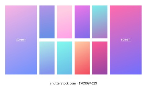 Soft pastel gradient smooth   vibrant color background set for devices  pc   modern smartphone screen soft pastel color backgrounds vector ux   ui design illustration isolated white 