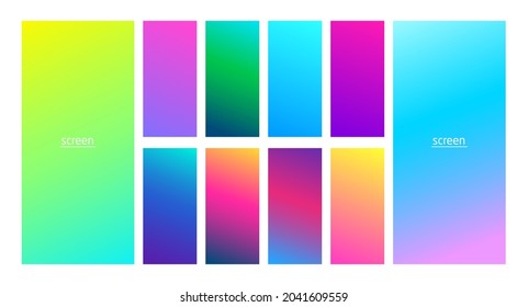 Gradiente suave en tonos pastel conjunto de fondo de color liso y vibrante para dispositivos, pantalla de teléfono inteligente moderna y pc de tonos pastel suave vectorial ux e ilustración de diseño ui aislado en blanco.