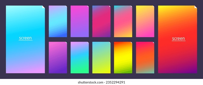 Soft pastel gradient smooth and vibrant color background set for devices, pc and modern smartphone screen soft pastel color backgrounds vector ux and ui design illustration
