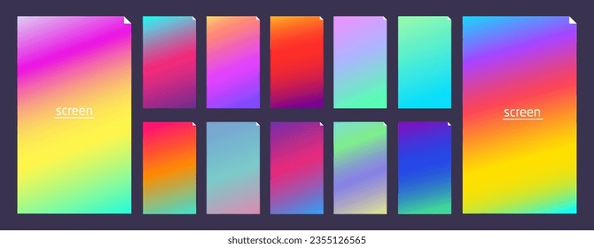 Soft pastel gradient smooth and vibrant color background set for devices, pc and modern smartphone screen soft pastel color backgrounds vector ux and ui design illustration