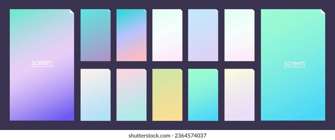 Soft pastel gradient smooth and vibrant color background set for devices, pc and modern smartphone screen soft pastel color backgrounds vector ux and ui design illustration