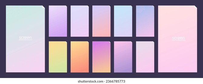 Soft pastel gradient smooth and vibrant color background set for devices, pc and modern smartphone screen soft pastel color backgrounds vector ux and ui design illustration