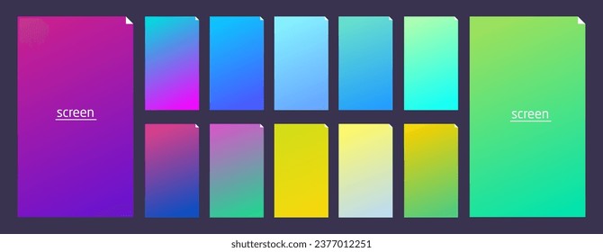 Soft pastel gradient smooth and vibrant color background set for devices, pc and modern smartphone screen soft pastel color backgrounds vector ux and ui design illustration