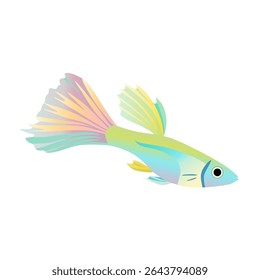A soft pastel guppy fish illustration with flowing fins and colorful gradients, perfect for aquatic-themed designs, kids' art, or dreamy decor.