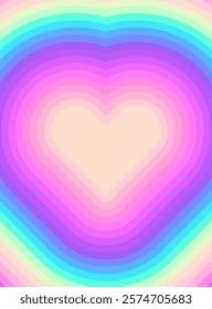 Soft pastel heart design with gentle gradient concentric layers in pink, blue, and purple hues. Vector illustration.