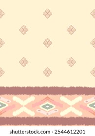 Soft Pastel Ikat Pattern with Subtle Diamond and X Motifs  Minimalist Bohemian Design for Modern Home Decor, Textile, and Wallpaper