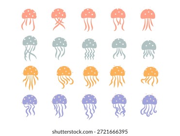 Conjunto de Elementos de Águas-Vivas de Pastel Suaves