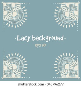 Soft pastel lace pattern, doodle vintage vector background.