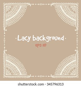 Soft pastel lace pattern, doodle vintage vector background.