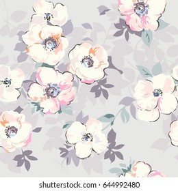 soft pastel like watercolor flower print - seamless background