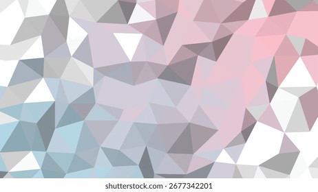 Fondo abstracto geométrico bajo poli pastel suave con patrón de triángulos rosa y azul