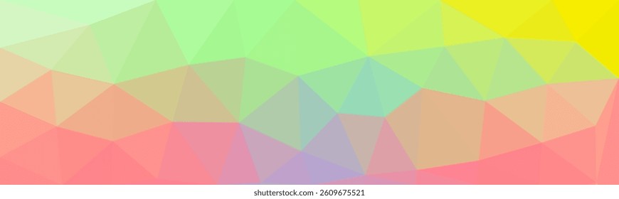 Soft pastel low-poly background with a gradient of pink, green, yellow, and blue shades. Abstract geometric design ideal for creative and modern visuals.

