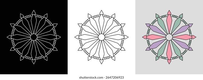 Mandala pastel macio com geometria floral e equilíbrio simétrico perfeito para decoração serena.