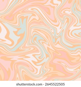 Soft pastel marble texture with swirling organic patterns in peach, pink, mint, and cream tones, creating a dreamy fluid aesthetic.