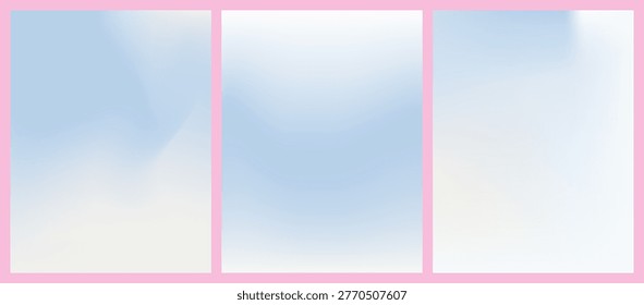Soft pastel mesh gradient backgrounds. Airy light transitions in blue, white. Clean minimal aesthetic, smooth blur texture for wellness, social media templates, UI design, modern digital presentations