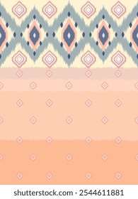 Soft Pastel Ombre Ikat Pattern with Diamond Motifs Gentle Geometric Design for Fabric, Wallpaper, and Modern Home Decor with a Bohemian Touch