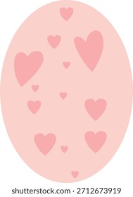 Un suave óvalo pastel lleno de repetidas Formas de corazón, creando un patrón romántico suave ideal para dulces proyectos decorativos, manualidades, tarjetas y fondos.