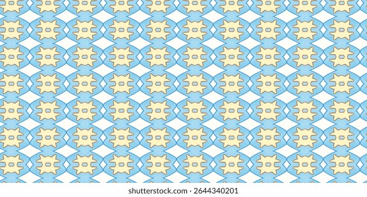 Soft pastel pattern with light blue and beige star-like motifs and flowing symmetry. Great for wallpaper, background, or textile uses. Pastel, Pattern, Soft, Design, Abstract.
