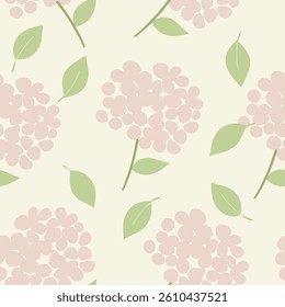 Soft pastel pink hydrangea Seamless pattern background ideal for wrapping paper, fabric, textile etc.
