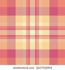 Soft pastel plaid pattern in peach, coral, and cream.  Ideal for textile designs, website backgrounds, or crafting projects. This calming, versatile image evokes feelings of warmth and comfort.