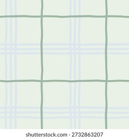 Soft pastel plaid pattern. Seamless background in light blue and sage green tones, perfect for baby design, nursery decor and textile prints.