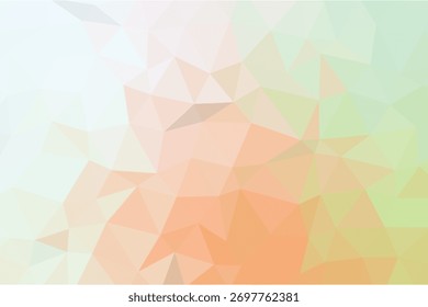 Soft Pastel Polygon Abstract Background with Gradient Low Poly Design, Geometric Triangular Pattern in Orange Green and Cream Tones, Modern Minimal Texture for Graphic Projects
