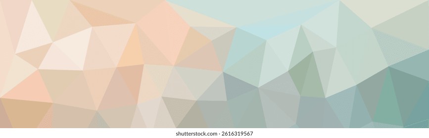 Soft pastel polygon background with a low poly design blending peach, beige, blue, and green tones. Ideal for modern design, presentations, or web use.

