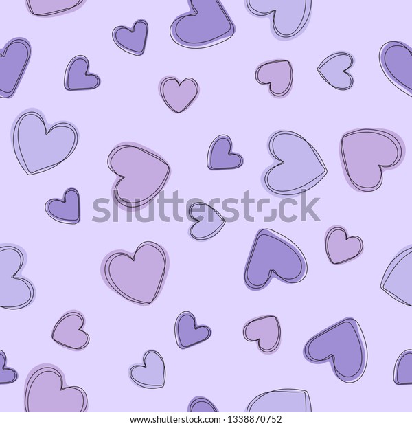 Soft Pastel Purple Background Hearts Vector Stock Vector Royalty Free 1338870752