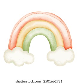 Arco iris pastel suave con nubes mullidas