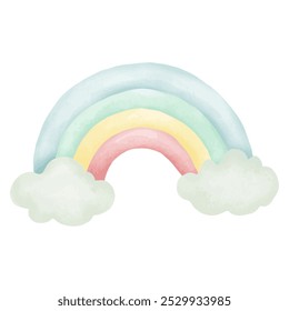 Arco iris pastel suave con nubes mullidas