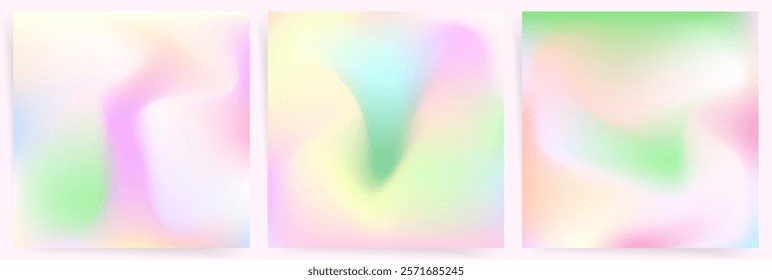 Soft Pastel Rainbow Gradient. Gentle Blurred Flow with Subtle Green and Pink Tones. Minimalist Fresh Abstract Background.