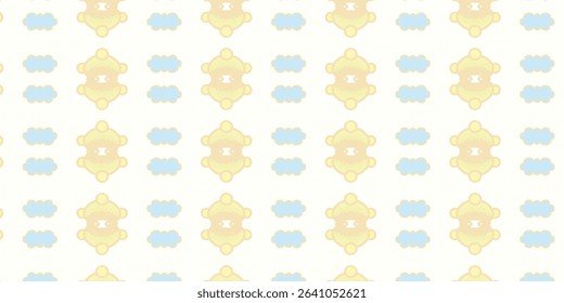 Soft pastel seamless pattern with light yellow and blue motifs on a creamy background. Perfect for baby textiles, wallpapers, or gentle themed projects.