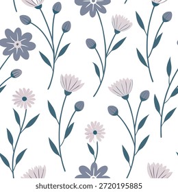 Flores molas pastel macias padrão sem costura com cravos e violetas para espaços femininos conceito como cravos pastel e violetas femininos em padrões sem costura ideal para salas temáticas primavera luz no Conceito de Stock Fotográfico e espaço vazio no lado esquerdo, sem texto —ar 7:2 —tile