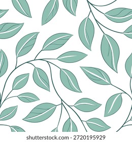 Mola pastel macia deixa padrão sem costura com curvas suaves e tons verdes claros para calmante primavera projetos conceito como mola calmante folhas padrão com tons pastel macio e curvas suaves para uma natureza tranquila projeto inspirado em Photo Stock Concept e espaço vazio no lado esquerdo, sem texto —ar 7:2 —azulejo