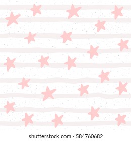 Soft pastel star seamless background. Pink line and star. Abstract pattern for card, wallpaper, album, scrapbook, holiday wrapping paper, textile fabric, garment, t-shirt design etc.
