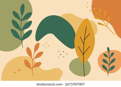 Soft pastel vector design with minimal natural elements bringing calm simplicity and elegance to modern artwork