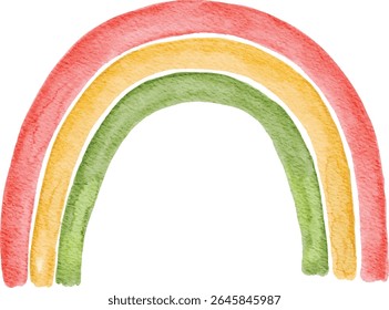 Soft pastel watercolor rainbow clip art isolated on a clean white background. Ideal for nursery decor, children's stationery, greeting cards, scrapbooking, digital planners, and cute design projects. 