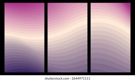 Gradientes de onda de pastel macio: curvas suaves misturando lavanda, creme e matizes cor-de-rosa , ideais para fundos serenos, marca feminina e arte digital de sonho.