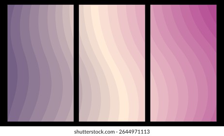 Gradientes de onda de pastel macio: curvas suaves misturando lavanda, creme e matizes cor-de-rosa , ideais para fundos serenos, marca feminina e arte digital de sonho.