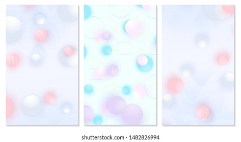 Soft pattern. Design template. Bubbles background pink. Creative decoration. Pink, blue, violet balls. Fun concept. Vector illustration. Baby soft background.
