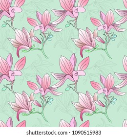Soft pattern with pink magnolia