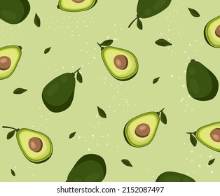 soft patterned background with avocado fruit, flower, leaf illustration set. fruit pattern, avocado backdrop, fabric, textile. Vector drawing. Hand drawn style.