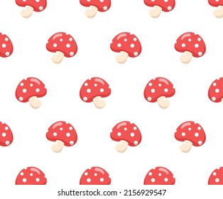 Soft Patterned Background With Mushroom Veggie Illustration Set. Fruit Pattern, Vegetable, Cute, Backdrop, Fabric, Textile, Toadstool. Vector Drawing. Hand Drawn Style.