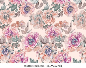 Soft Peach Blush Floral Pattern