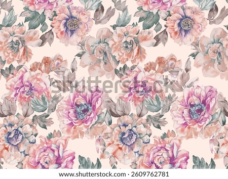 Soft Peach Blush Floral Pattern